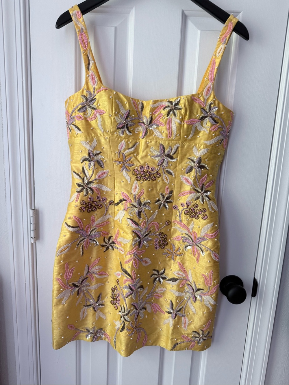 NWT LA FUORI GOLDEN HOUR LILY EMBROIDERED SILK MINI DRESS